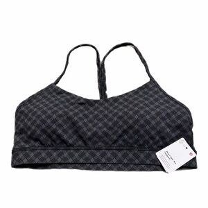 NWT Lululemon Flow Y Bra Nulu Jacquard A-C (Square Heart Jacquard Coal Black) 12
